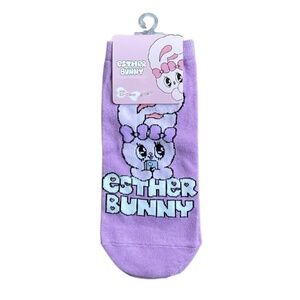 Esther Bunny Purple Graphic Socks Size 23- 25 cm New with Tag